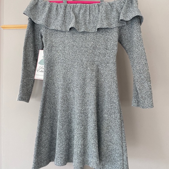 NWT Girls Teen Rare Editions sz 14 cold shoulder Long Sleeve Stretch Gray - Picture 6 of 10